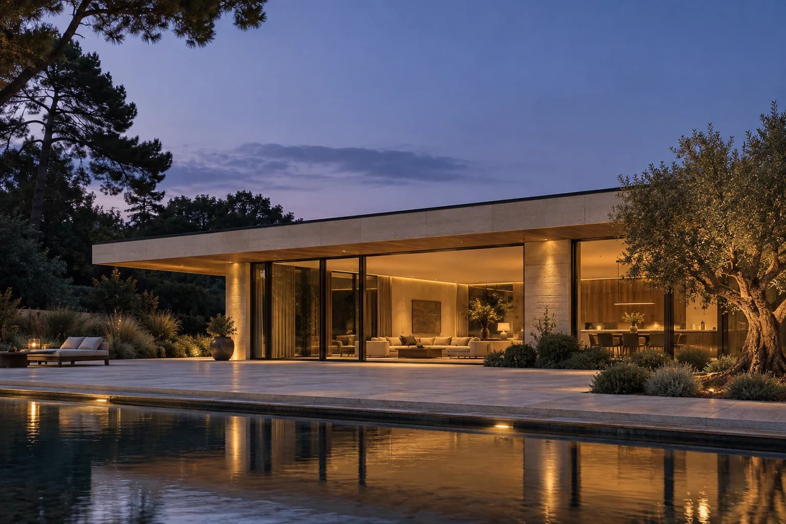 Illustrative connected home at dusk